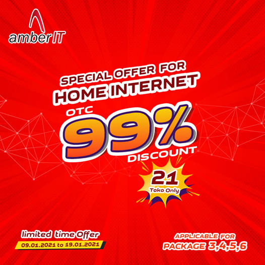 AmberIT one time connection fee 99% off January 2021